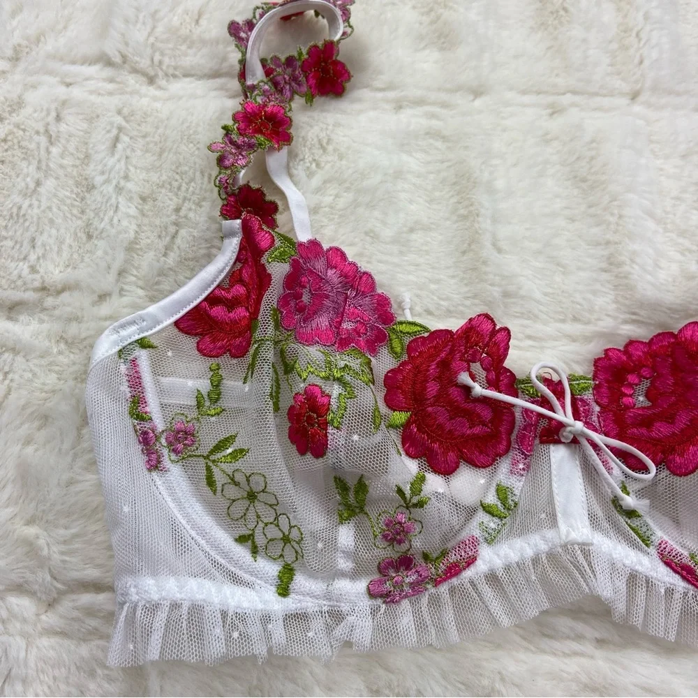 NWOT For Love and Lemons v-day floral rose bra 12003_9